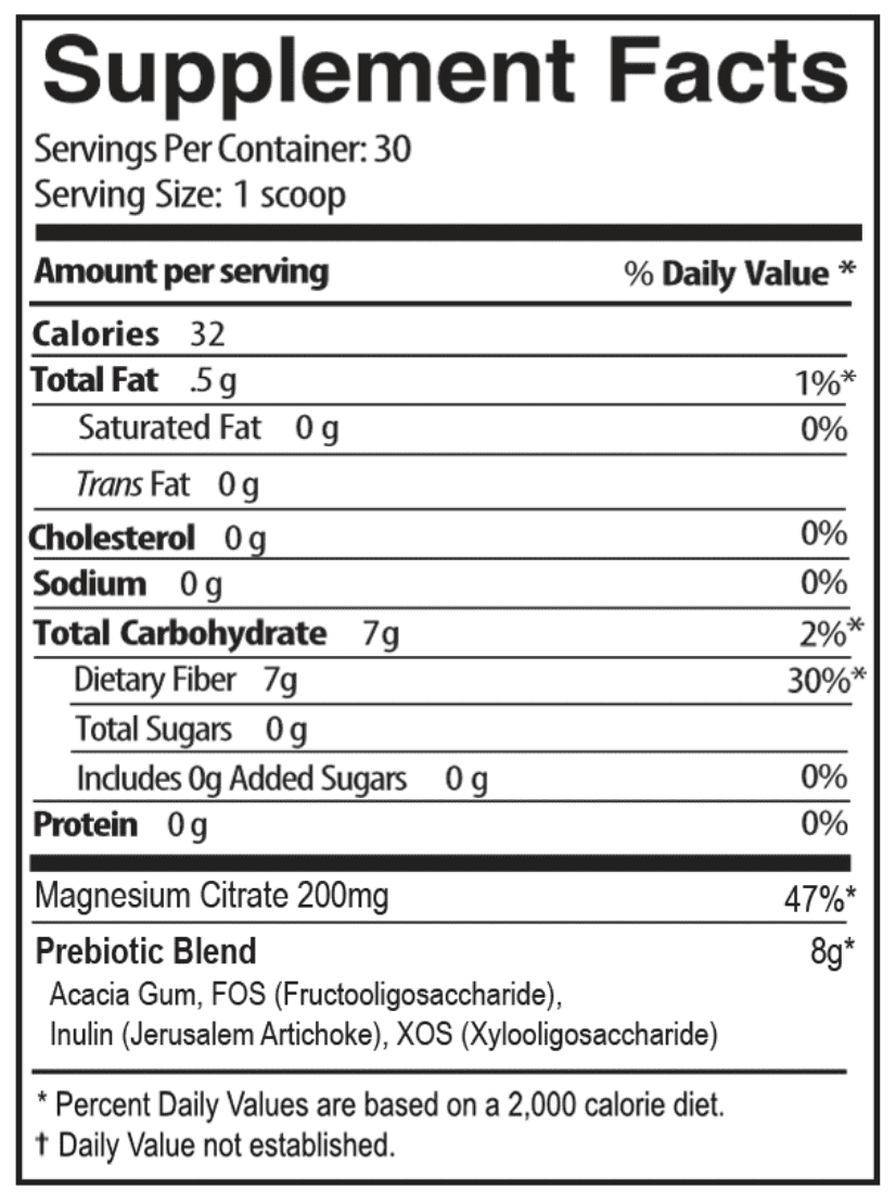 Prebio Supplement Facts